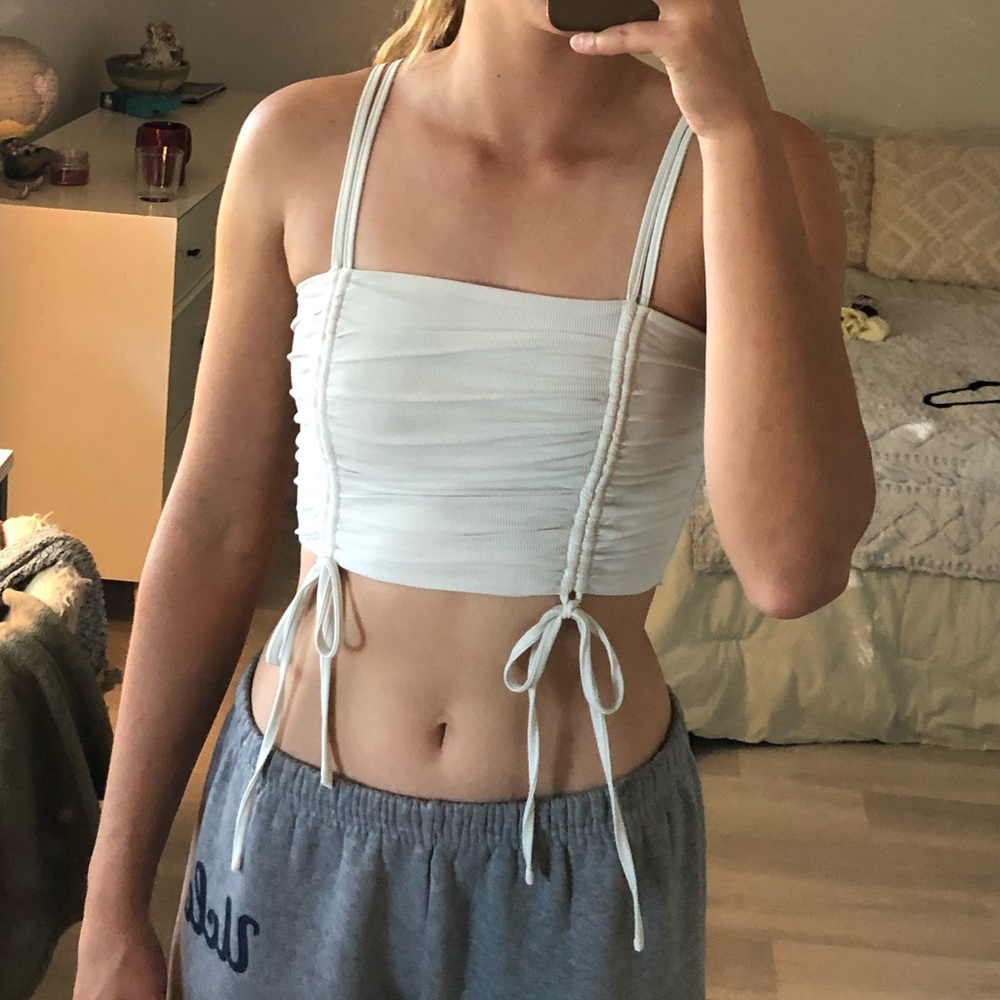 White ruched top from Urban Outfitters